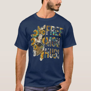 Free Mum Hugs Leopard Sunflower Turquoise Meican P T-Shirt