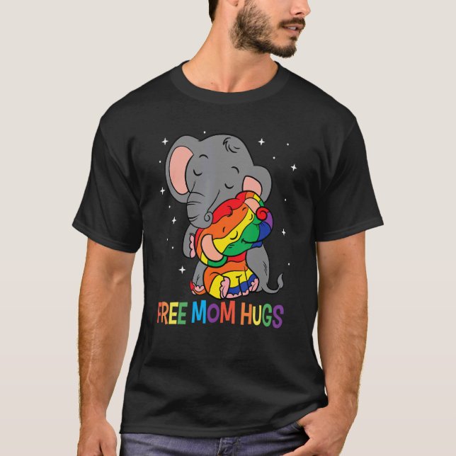 Free Mum Hugs Lgbt Mother Elephant Rainbow Womens T-Shirt (Front)