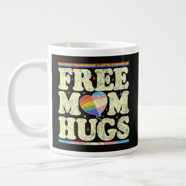 Free Mum Hugs Lgbt Pride Large Coffee Mug (Left)