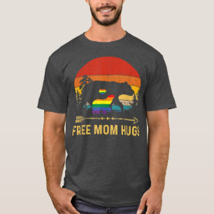 Free Mum Hugs LGBT Pride Mama Bear Retro Tshirt Gi