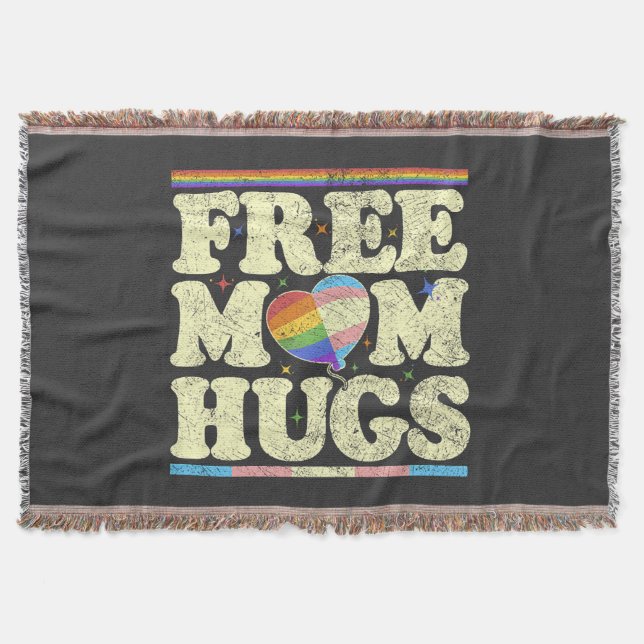 Free Mum Hugs Lgbt Pride Throw Blanket (Front)