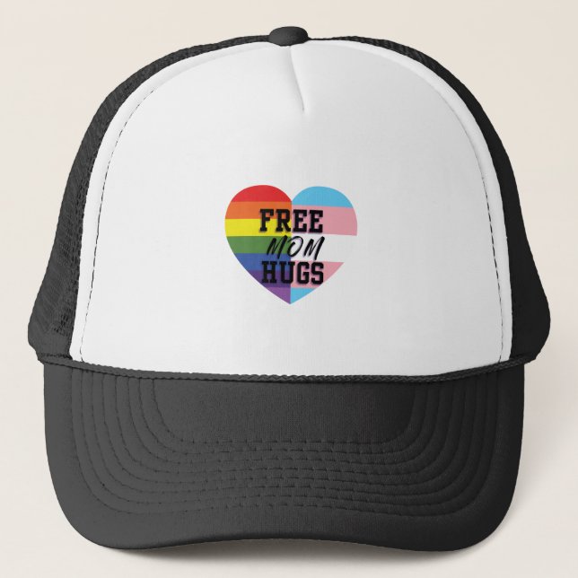 Free Mum Hugs LGBTQ (E)quality Goods! Trucker Hat (Front)