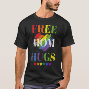 Free Mum Hugs Lgbtq Heart Lesbian Gay Pride Mother T-Shirt