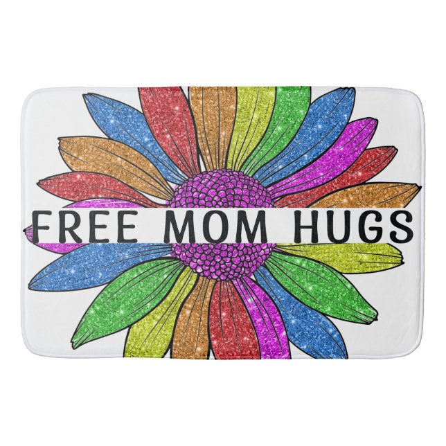 Free Mum Hugs LGBTQIA+ Pride Support Bath Mat (Front)