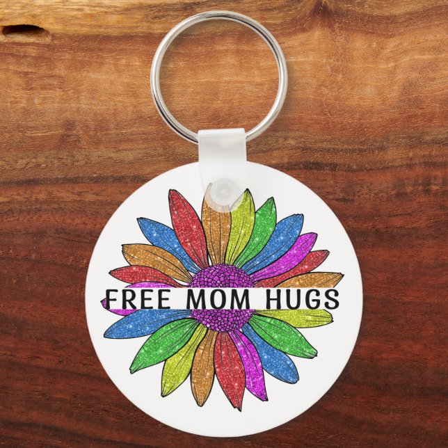 Free Mum Hugs LGBTQIA+ Pride Support Key Ring (Front)