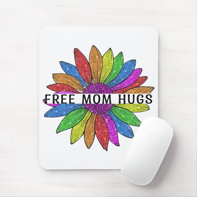 Free Mum Hugs LGBTQIA+ Pride Support Mouse Pad (With Mouse)