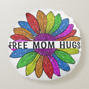 Free Mum Hugs LGBTQIA+ Pride Support Round Cushion