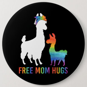 Free Mum Hugs Mama Llama 6 Cm Round Badge