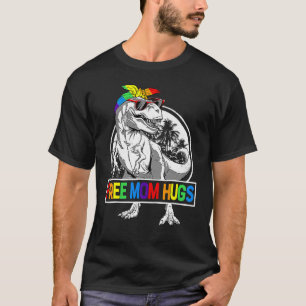 Free Mum Hugs Mamasaurus Dinosaur Rex Ally Rainbow T-Shirt