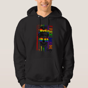 Free Mum Hugs Messy Bun Glasses Lgbt Us Flag Hoodie