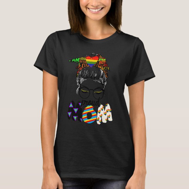 Free Mum Hugs Messy Bun Lgbt Pride Sun Rainbow Tea T-Shirt (Front)