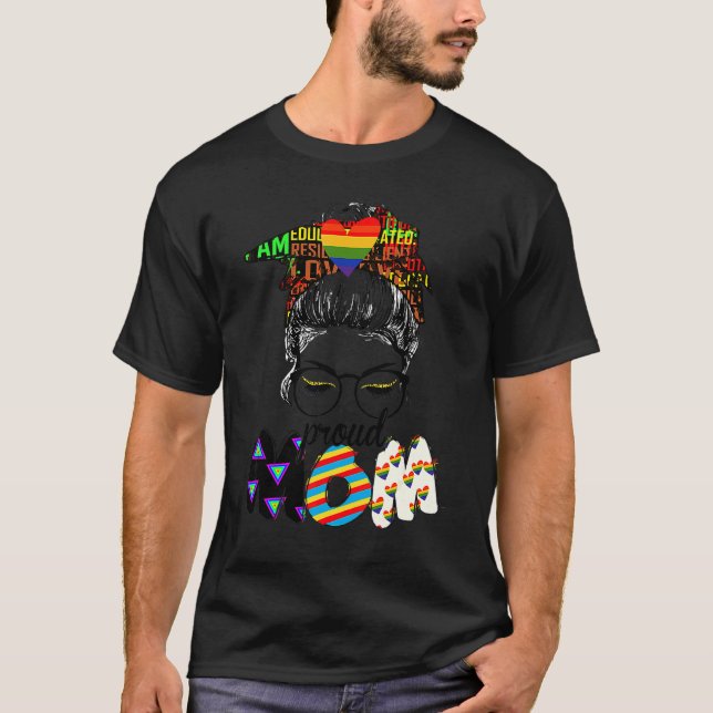Free Mum Hugs Messy Bun Lgbt Pride Sun Rainbow Tea T-Shirt (Front)