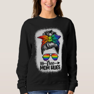 Free Mum Hugs Messy Bun Lgbtq Rainbow Flag Lgbt Pr Sweatshirt