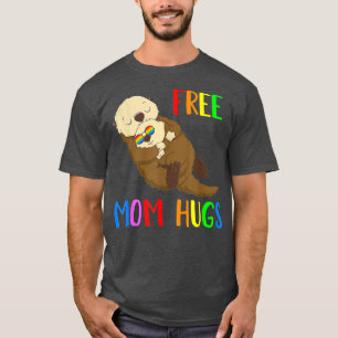 Free Mum Hugs Otter Cute Rainbow Flag Gay Pride LG T-Shirt