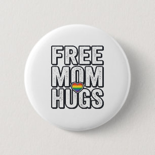Free Mum Hugs Pride Heart Vintage T-Shirt Design_1 6 Cm Round Badge