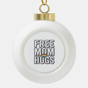 Free Mum Hugs Pride Heart Vintage T-Shirt Design_1 Ceramic Ball Christmas Ornament