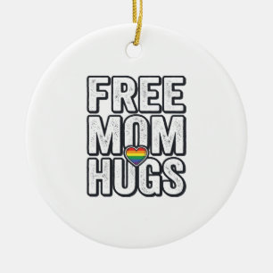 Free Mum Hugs Pride Heart Vintage T-Shirt Design_1 Ceramic Ornament