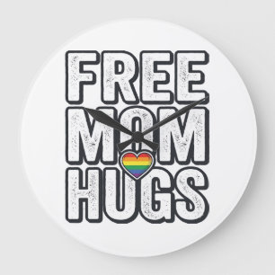 Free Mum Hugs Pride Heart Vintage T-Shirt Design_1 Large Clock