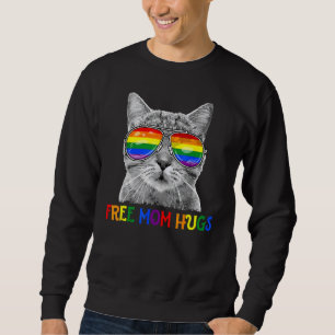 Free Mum Hugs Pride  Proud Ally Cat Rainbow Lgbt P Sweatshirt