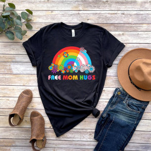 Free Mum Hugs Pride Women Rainbows Flower T-Shirt