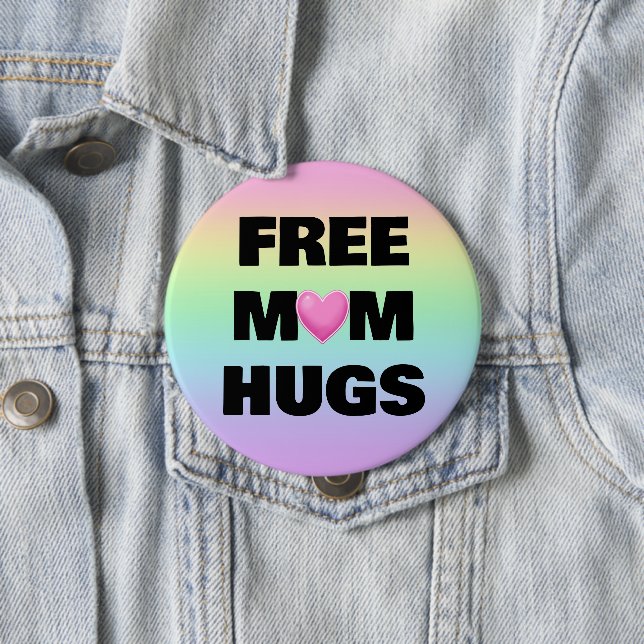 Free Mum Hugs Rainbow Heart Button (In Situ)