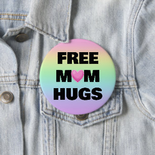 Free Mum Hugs Rainbow Heart Button