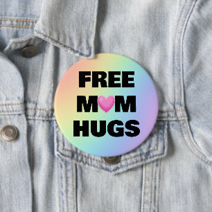Free Mum Hugs Rainbow Heart Button