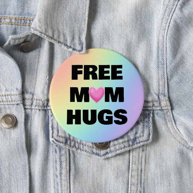 Free Mum Hugs Rainbow Heart Button (In Situ)