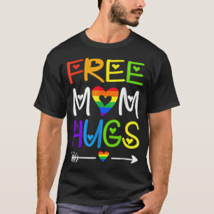 Free Mum Hugs Rainbow Heart LGBT  T-Shirt
