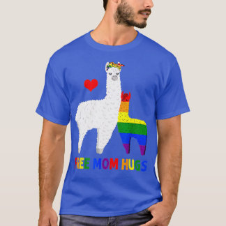 Free Mum Hugs Rainbow Heart Mama Llama LGBT Pride T-Shirt