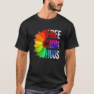 Free Mum Hugs Rainbow Sunflower Gay Pride Lgbtq Ma T-Shirt