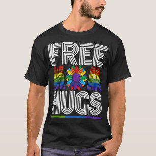 Free Mum Hugs Rainbow Sunflower Gay Pride Lgbtq Ma T-Shirt
