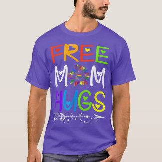 Free Mum Hugs Rainbow Sunflower LGBT Pride Month  T-Shirt