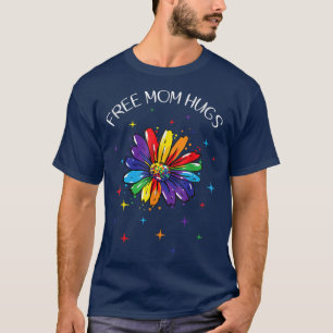 Free Mum Hugs Rainbow Sunflower LGBT Pride Month T T-Shirt