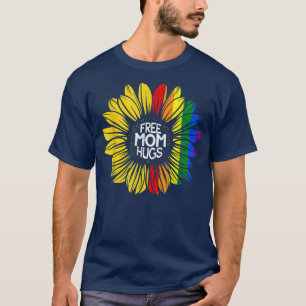 Free Mum Hugs Rainbow Sunflower LGBTQ Gay Pride Me T-Shirt