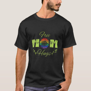Free Mum Hugs Sunflower Design Lgbtq Gay Lesbian P T-Shirt