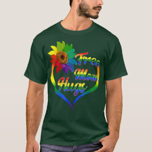 Free Mum Hugs Sunflower Heart Rainbow LGBT Gay Pri T-Shirt