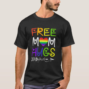 Free Mum Hugs T Rainbow Heart LGBT Pride Month T-Shirt