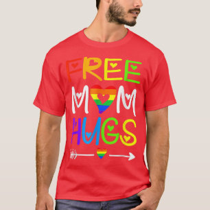 Free Mum Hugs Tshirt Rainbow Heart LGBT Pride Mont