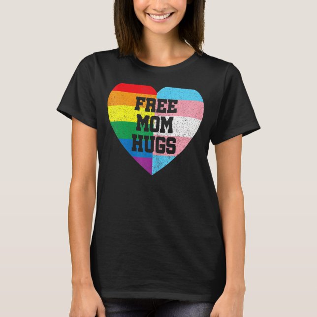Free Mum Hugs With Rainbow And Transgender Flag He T-Shirt (Front)