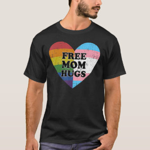 Free mum hugs with rainbow and transgender flag he T-Shirt