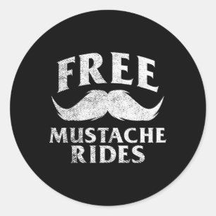 Free Mustache Rides Classic Round Sticker