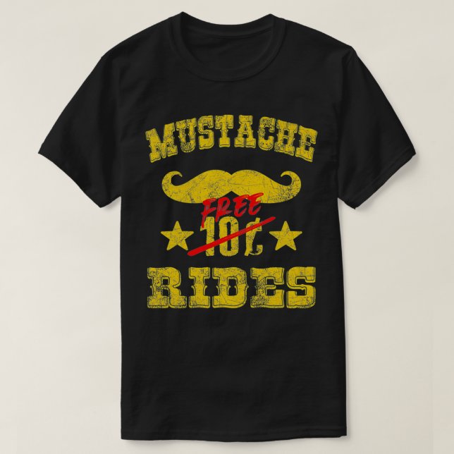 Free Mustache Rides Spiritous Mustache Beard Hipst T-Shirt (Design Front)