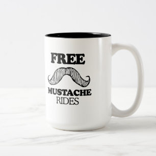 FREE MUSTACHE RIDES T-shirt Two-Tone Coffee Mug