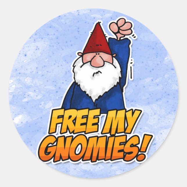 free my gnomies classic round sticker (Front)