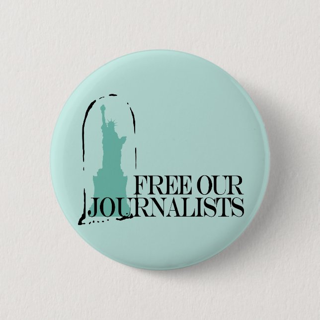 Free our journalists 6 cm round badge (Front)