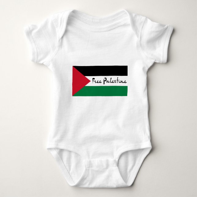 Free Palestine - فلسطين علم  - Palestinian Flag Baby Bodysuit (Front)