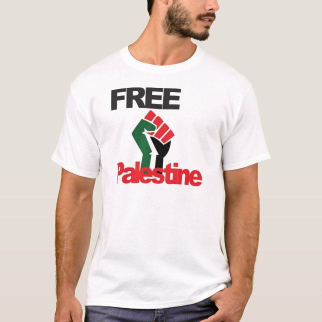 Free Palestine - فلسطين علم  - Palestinian Flag T-Shirt (Front)