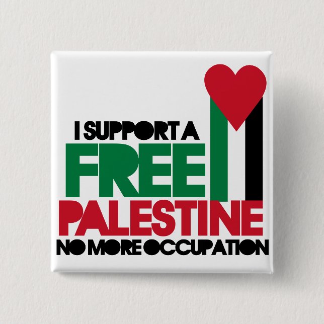 Free Palestine 15 Cm Square Badge (Front)