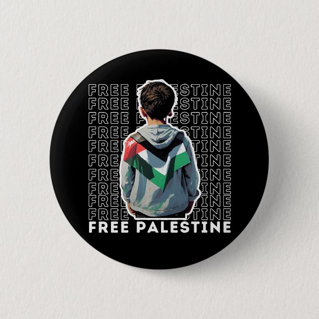 FREE PALESTINE 6 CM ROUND BADGE (Front)